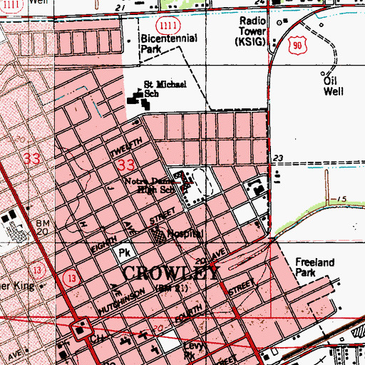 Topographic Map of Notre Dame High School, LA
