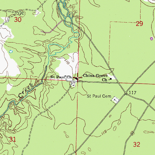 Topographic Map of Saint Paul Church, AR