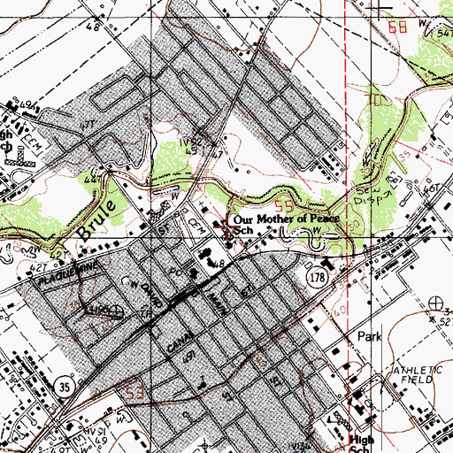 Topographic Map of Our Mother of Peace Elementary School, LA