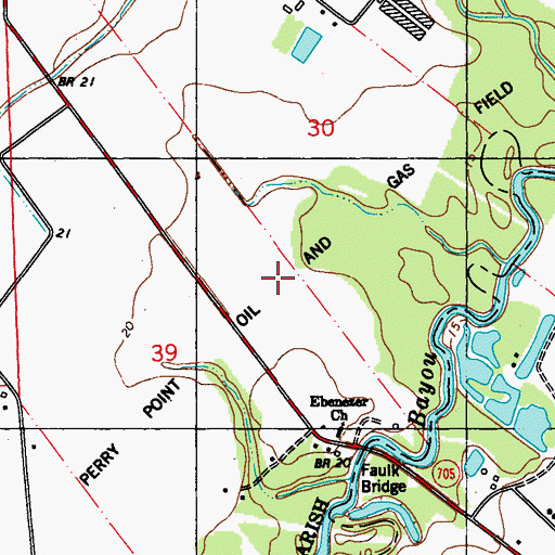 Topographic Map of Perry Point Oil and Gas Field, LA