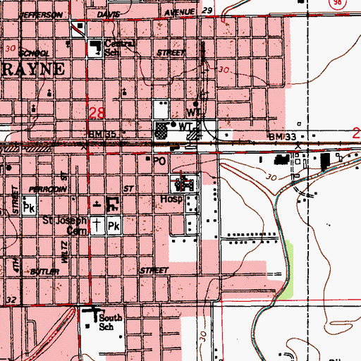 Topographic Map of Rayne-Branch Hospital, LA