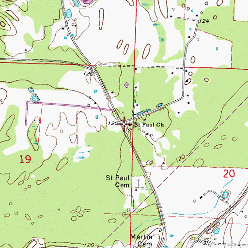 Topographic Map of Saint Paul Church, AR