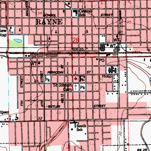 Topographic Map of Saint Joseph Catholic Church, LA