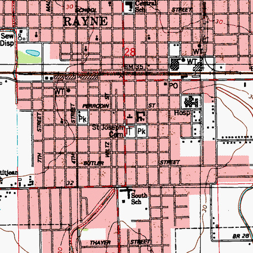 Topographic Map of Saint Joseph Cemetery, LA
