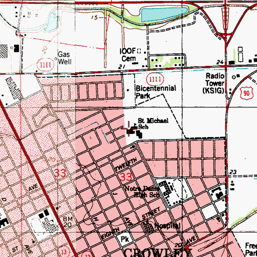 Topographic Map of Saint Michael Catholic School, LA