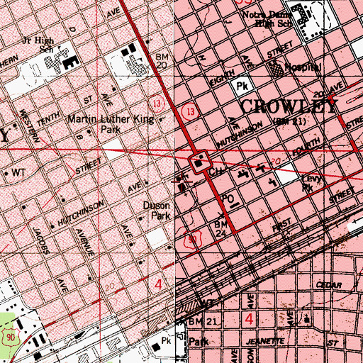 Topographic Map of Saint Michaels Catholic Church, LA