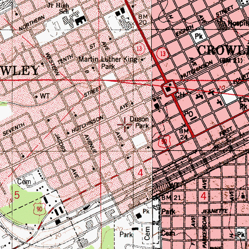 Topographic Map of Saint Theresa Catholic Church, LA