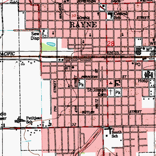 Topographic Map of Southside Community Center, LA
