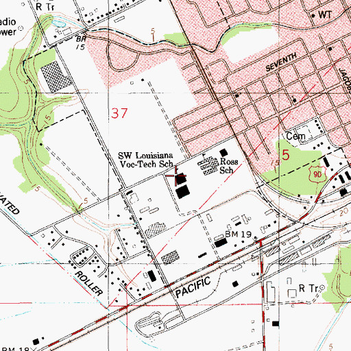 Topographic Map of Louisiana Technical College Acadian Campus, LA