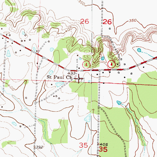 Topographic Map of Saint Paul Church, AR