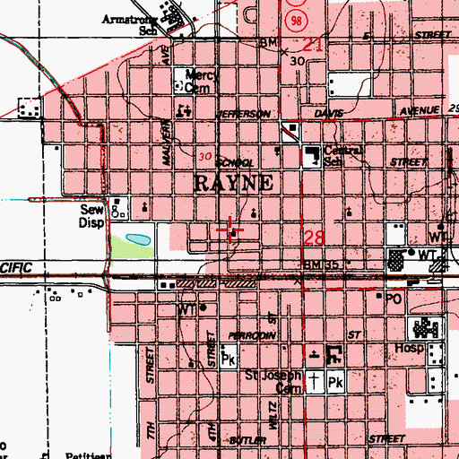 Topographic Map of Starlight Baptist Church, LA