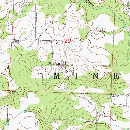Topographic Map of Saint Paul Church, AR