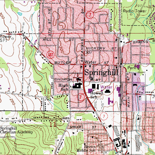 Topographic Map of Central Baptist Church, LA