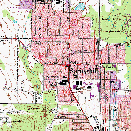 Topographic Map of First Baptist Church, LA