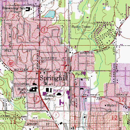 Topographic Map of Springhill Presbyterian Church, LA