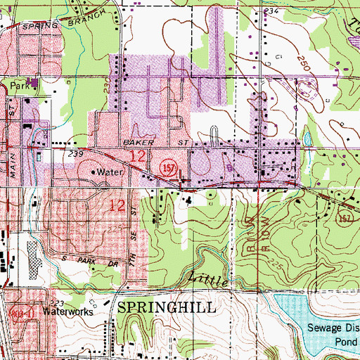 Topographic Map of First Assembly of God Church, LA