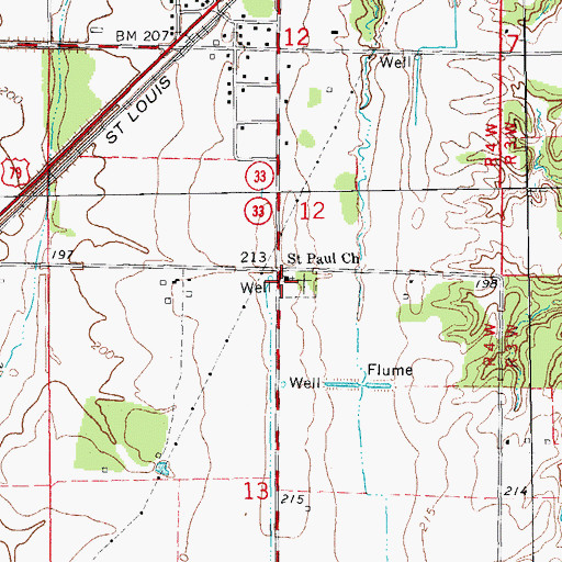 Topographic Map of Saint Paul Church, AR