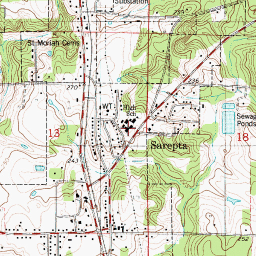 Topographic Map of Sarepta High School, LA