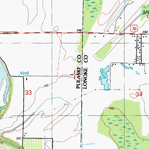 Topographic Map of Saint Paul Church, AR