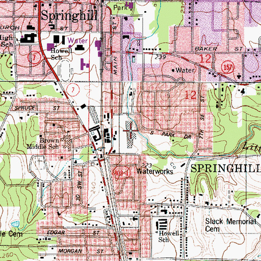 Topographic Map of South Main Mall Shopping Center, LA