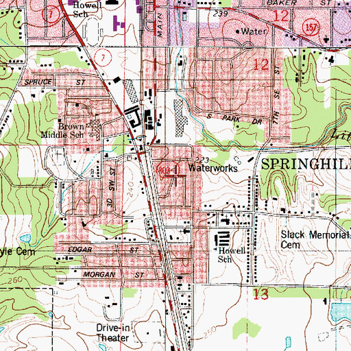 Topographic Map of White Way Subdivision, LA