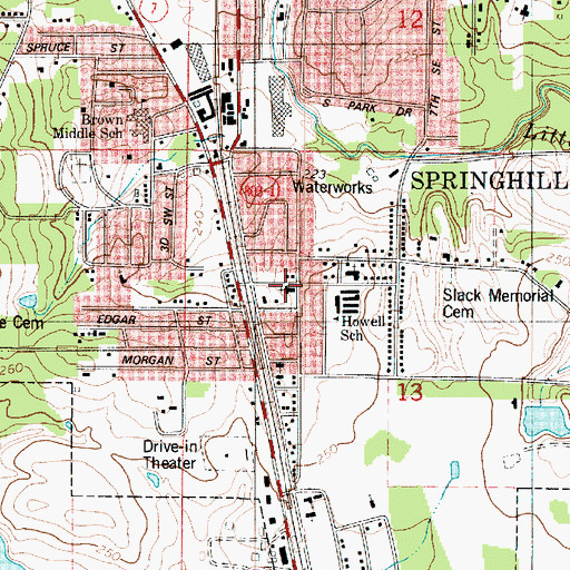 Topographic Map of Springhill United Pentecostal Church, LA
