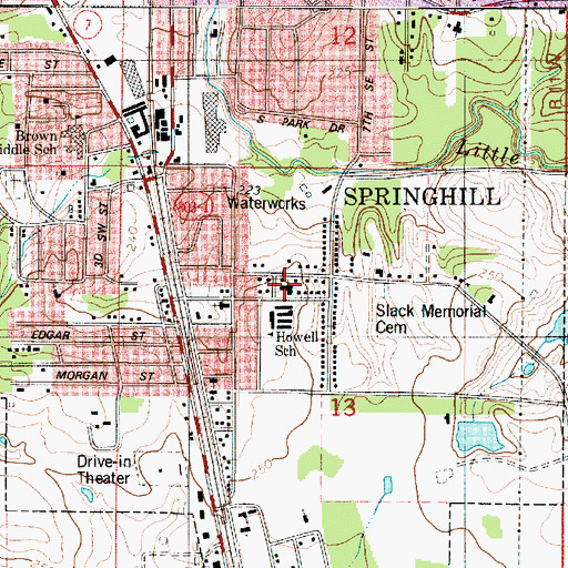 Topographic Map of Temple Baptist Church, LA