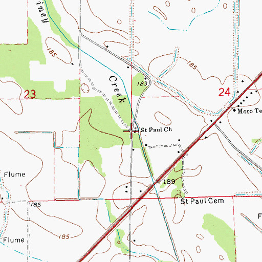 Topographic Map of Saint Paul Church, AR