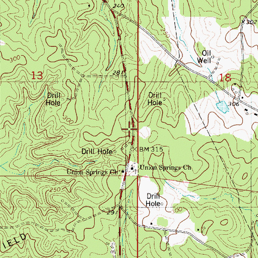 Topographic Map of Union Springs School (historical), LA