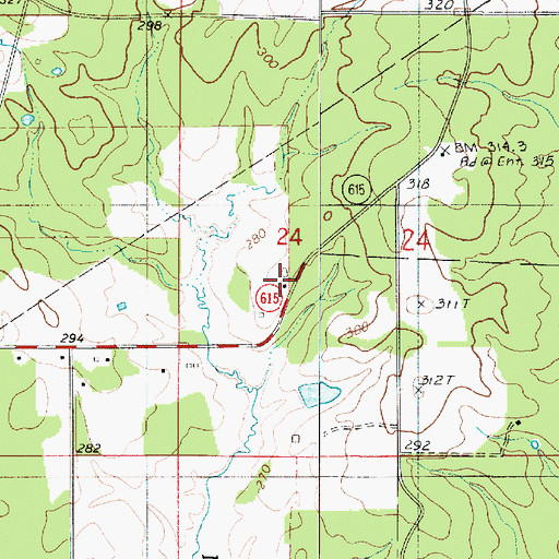 Topographic Map of Potter Church (historical), LA