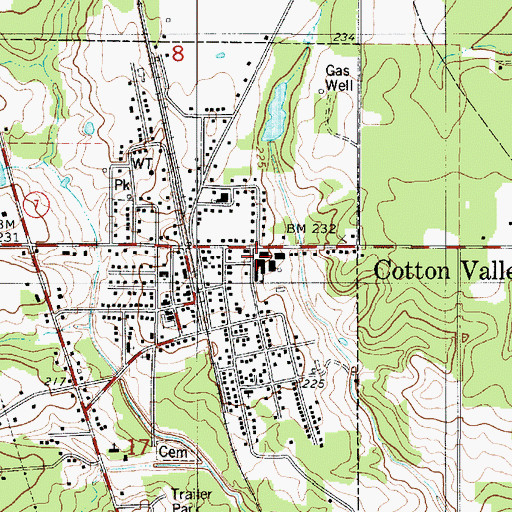 Topographic Map of Cotton Valley High School, LA