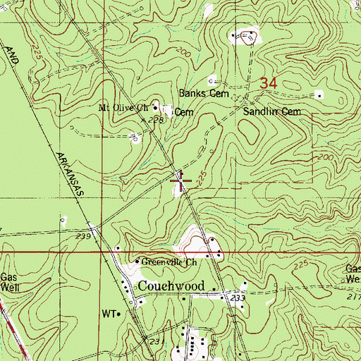 Topographic Map of Pleasant College (historical), LA