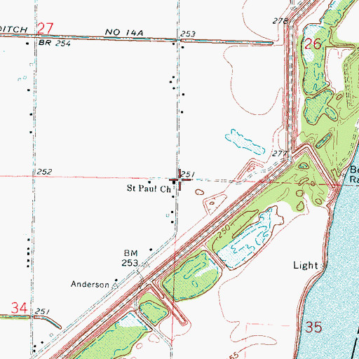 Topographic Map of Saint Paul Church, AR