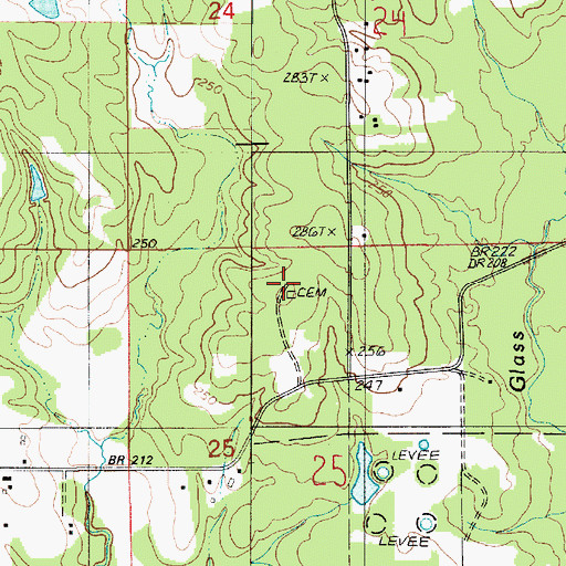 Topographic Map of Shiloh Church (historical), LA