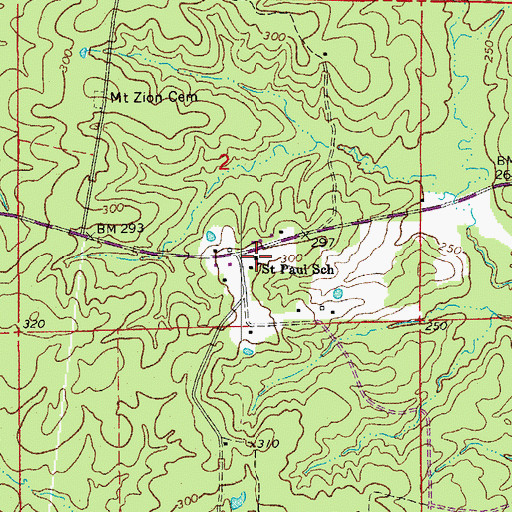 Topographic Map of Saint Paul School, AR