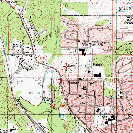 Topographic Map of Fair Park Recreation Center, LA