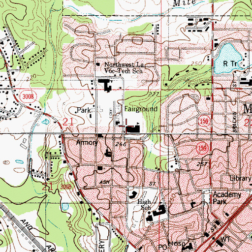 Topographic Map of Webster Parish Achievement Center School, LA