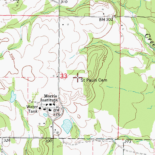 Topographic Map of Saint Pauls Cemetery, AR