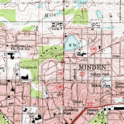 Topographic Map of Gethsemane Family Church, LA