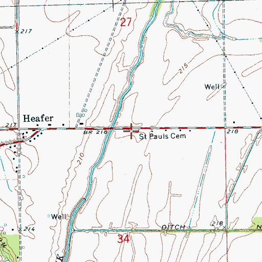 Topographic Map of Saint Pauls Cemetery, AR