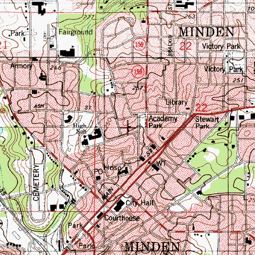 Topographic Map of Minden Church of Christ, LA