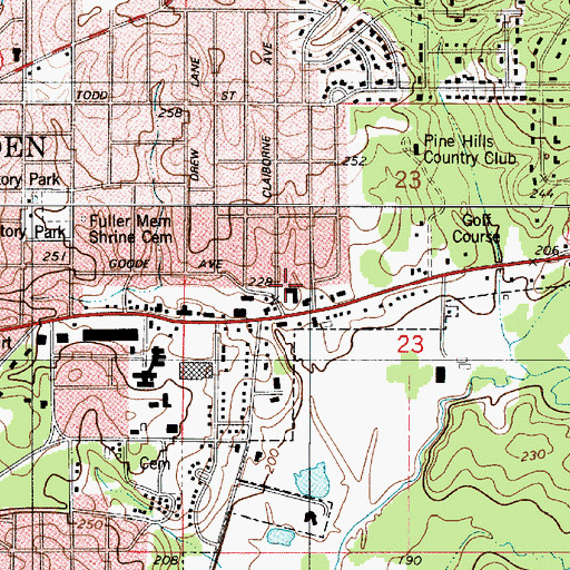 Topographic Map of Saint Paul Catholic Church, LA
