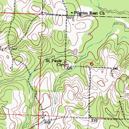 Topographic Map of Saint Pauls Church, AR