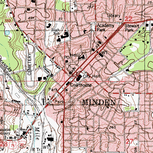 Topographic Map of Minden Civic Center, LA