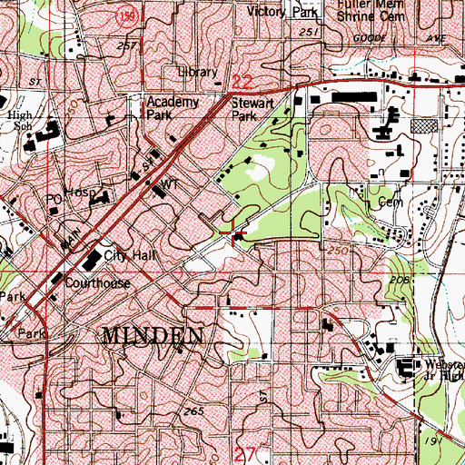 Topographic Map of Minden Fire Department Station 1, LA