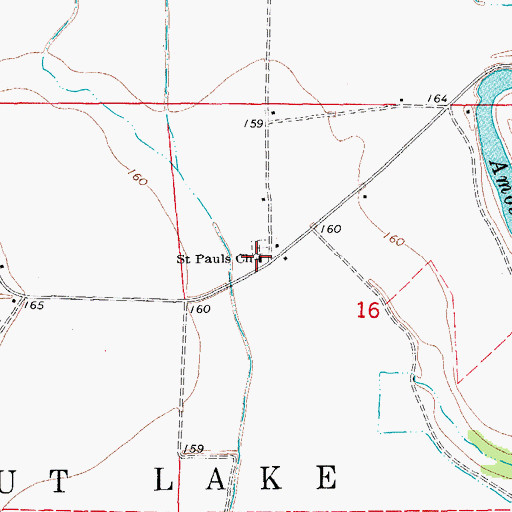 Topographic Map of Saint Pauls Church, AR
