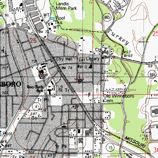 Topographic Map of First Baptist Church, LA