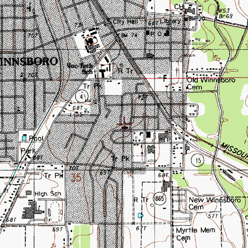 Topographic Map of First Zion Baptist Church, LA