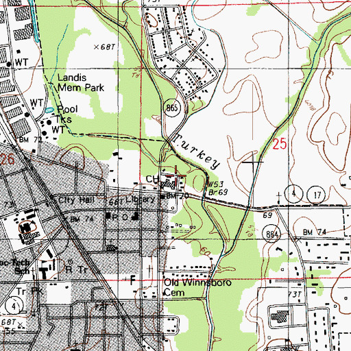 Topographic Map of Jackson Street Historic District, LA