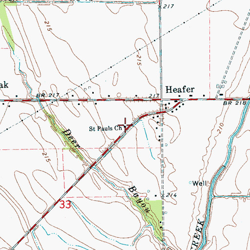 Topographic Map of Saint Pauls Church, AR